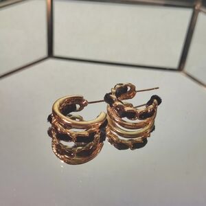 Elegant Gold and Black Hoop Earrings